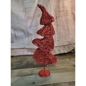 Red Tree glittery metal xmas decor